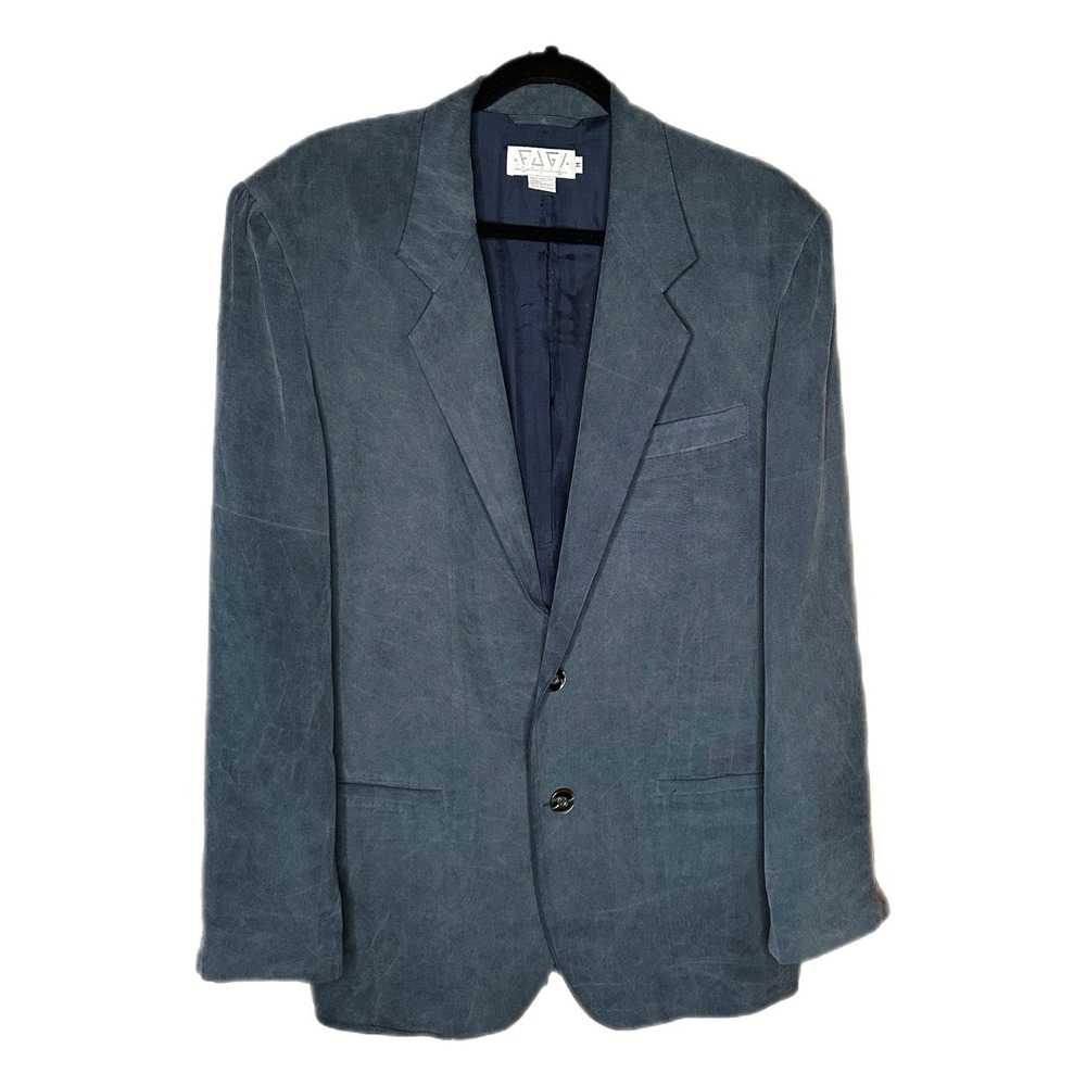 Silk Blazer Mens Vintage Blazer 100% Silk Y2K Style Preppy Fashion VTG Blazer - Picture 2 of 7